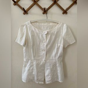 Cream 1960s Button Up Top
